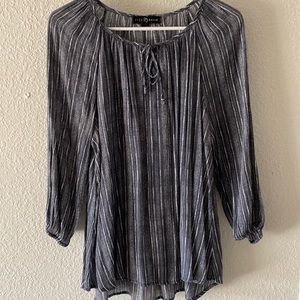 Fred David size L grey & white striped blouse. Great condition.